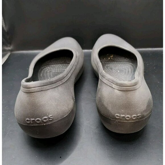 CROCS Womens Sz 7 Black At Work Iconic Comfort Ballet Flats Slip Resistant Shoes - Picture 4 of 9